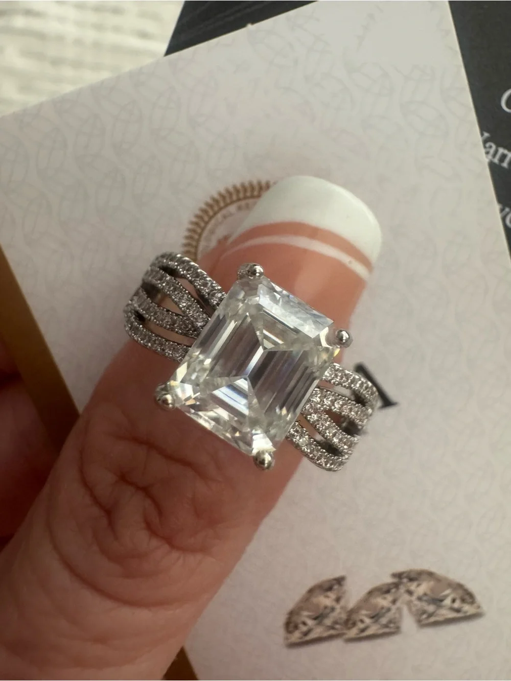 4ct Emerald Cut Moissanite Ring - Size 9